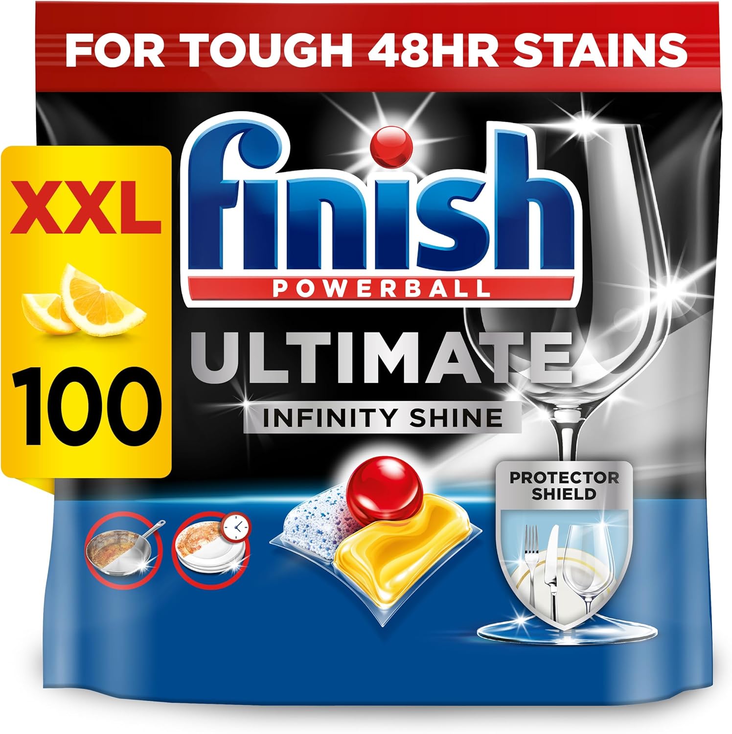 Finish Ultimate Shine Dishwasher Tablets Bulk Pack – 100 Lemon-Scented Tab