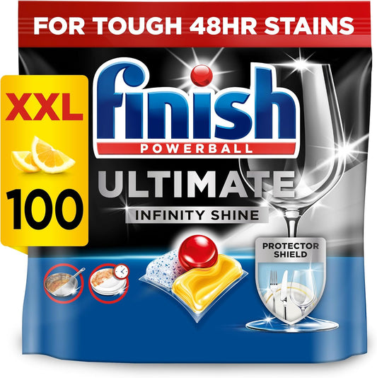 Finish Ultimate Shine Dishwasher Tablets Bulk Pack – 100 Lemon-Scented Tab