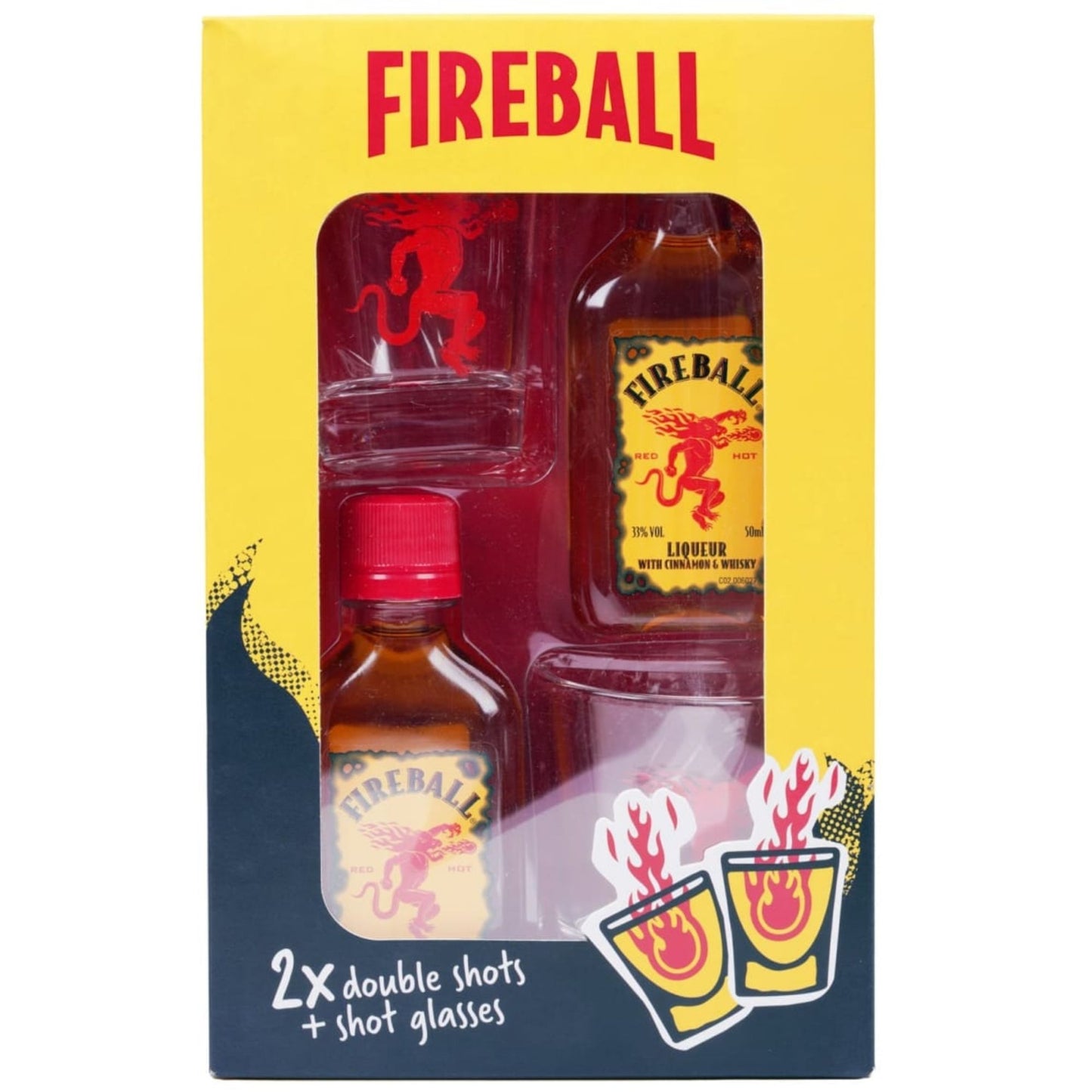 Fireball Whisky Liqueur Gift Set with two shot glasses