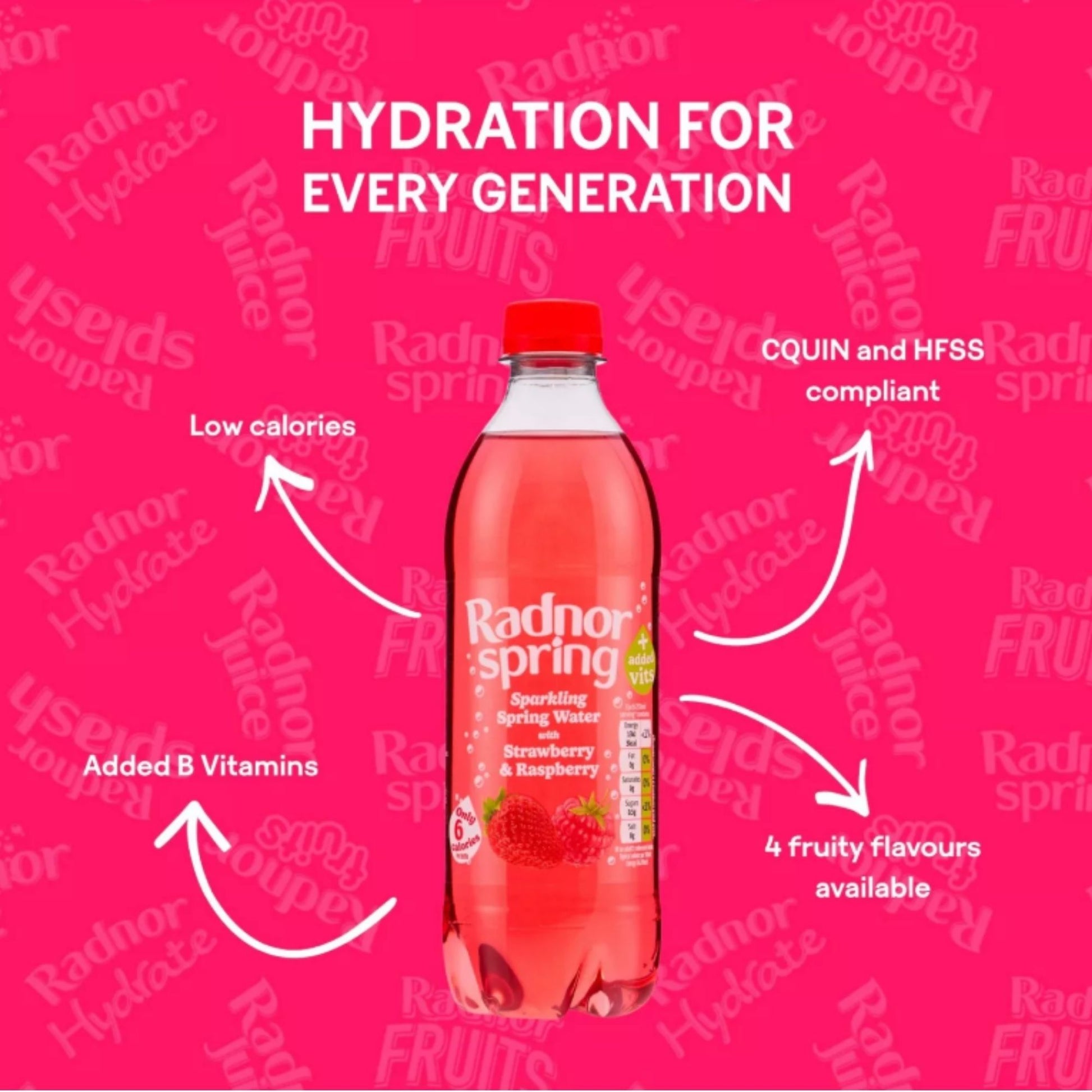 Strawberry raspberry sparkling spring water bottles