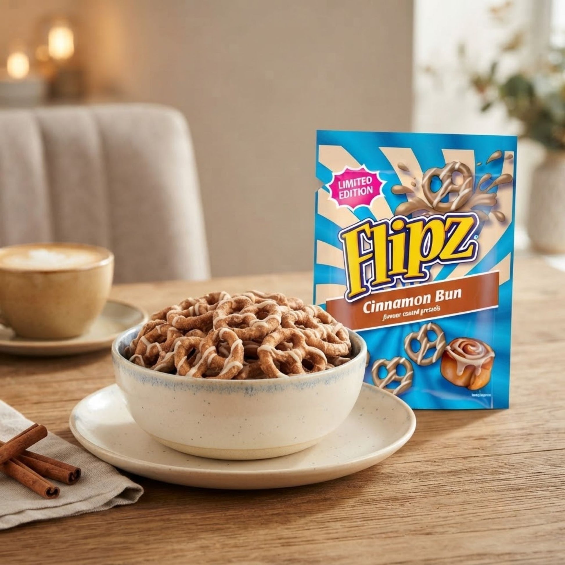 Individual cinnamon pretzel snack bags