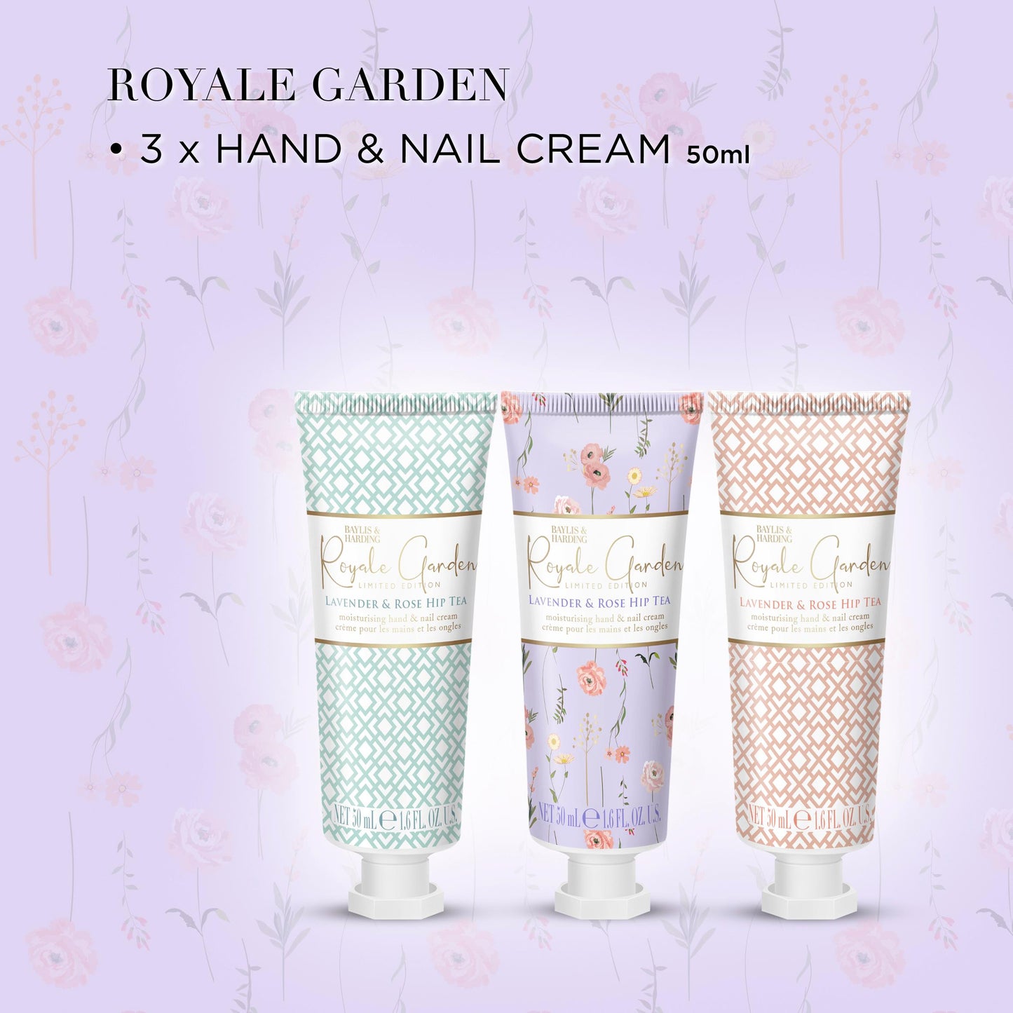 Lavender & Rosehip Tea floral fragrance hand cream set