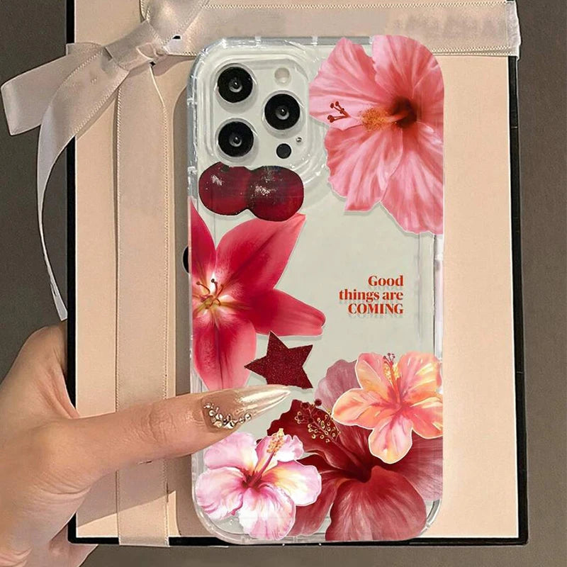 Floral TPU phone cover for iPhone with clear design