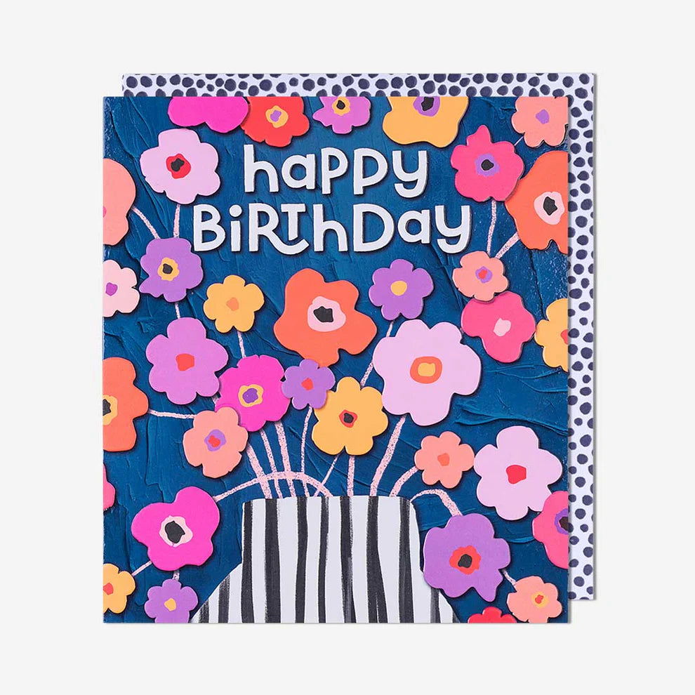  Floral Stripe Vase Birthday Card – beautiful birthday card greeting cards