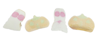 Pumpkin and ghost shaped marshmallows perfect for Halloween parties