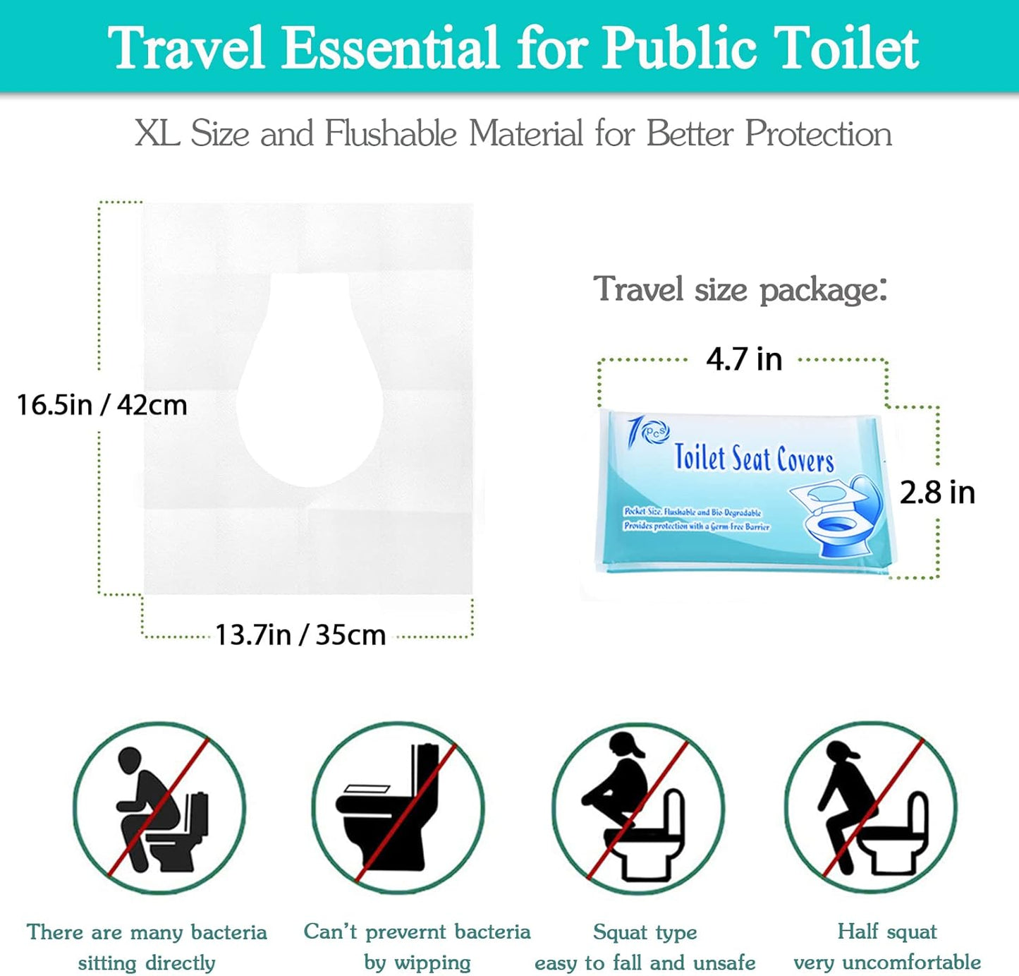 Portable toilet seat covers for public restrooms