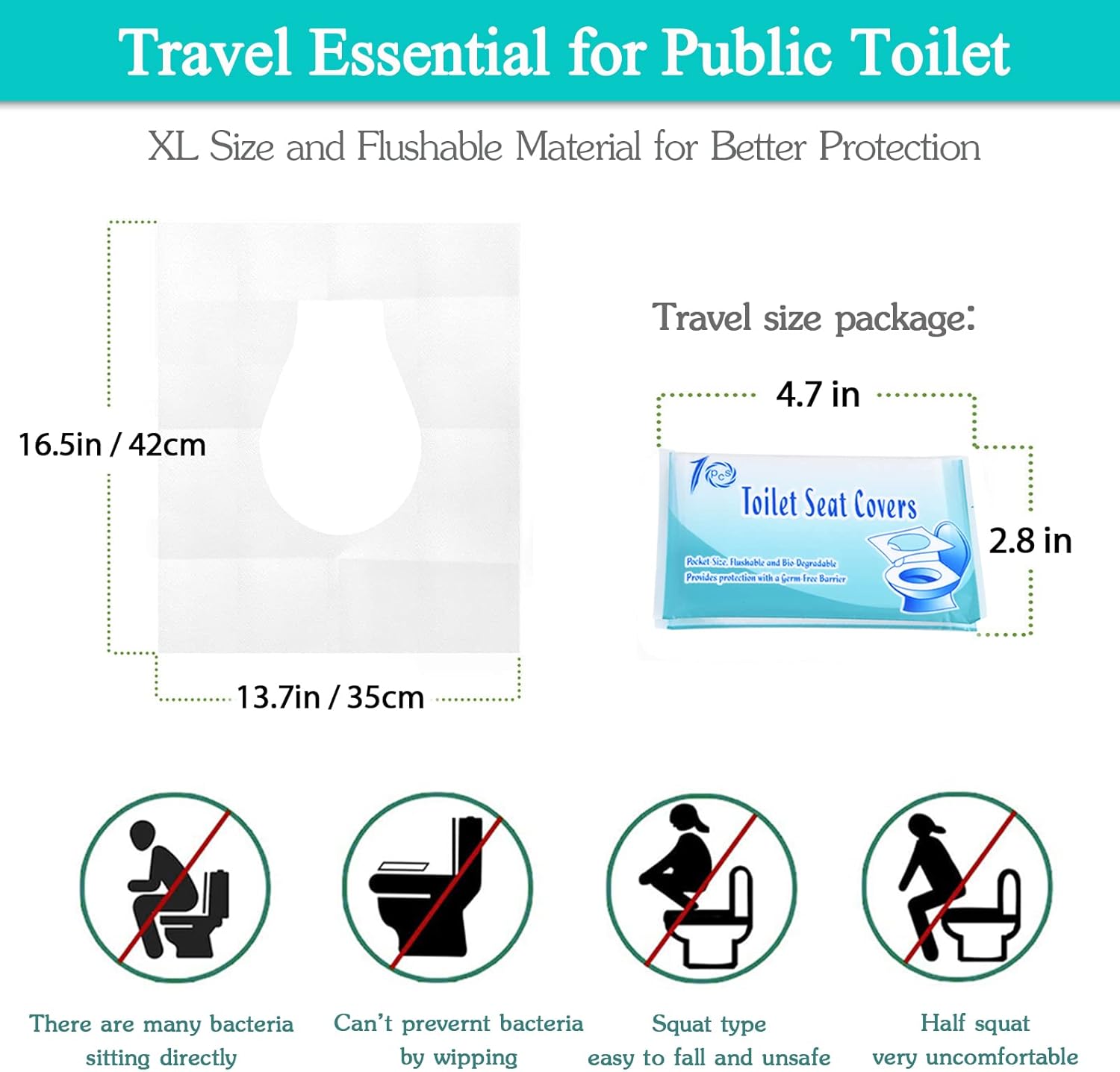 Portable toilet seat covers for public restrooms