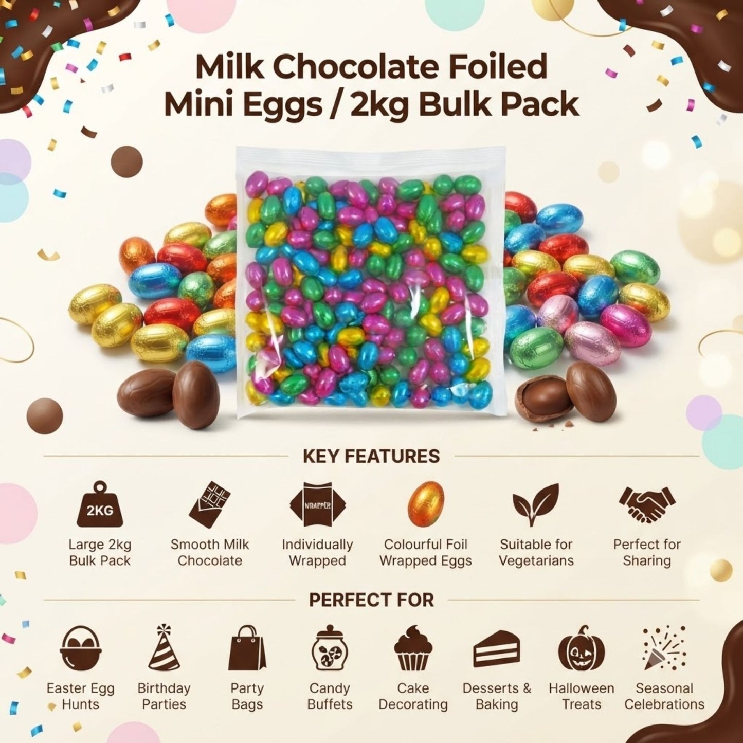 Individually wrapped milk chocolate mini eggs