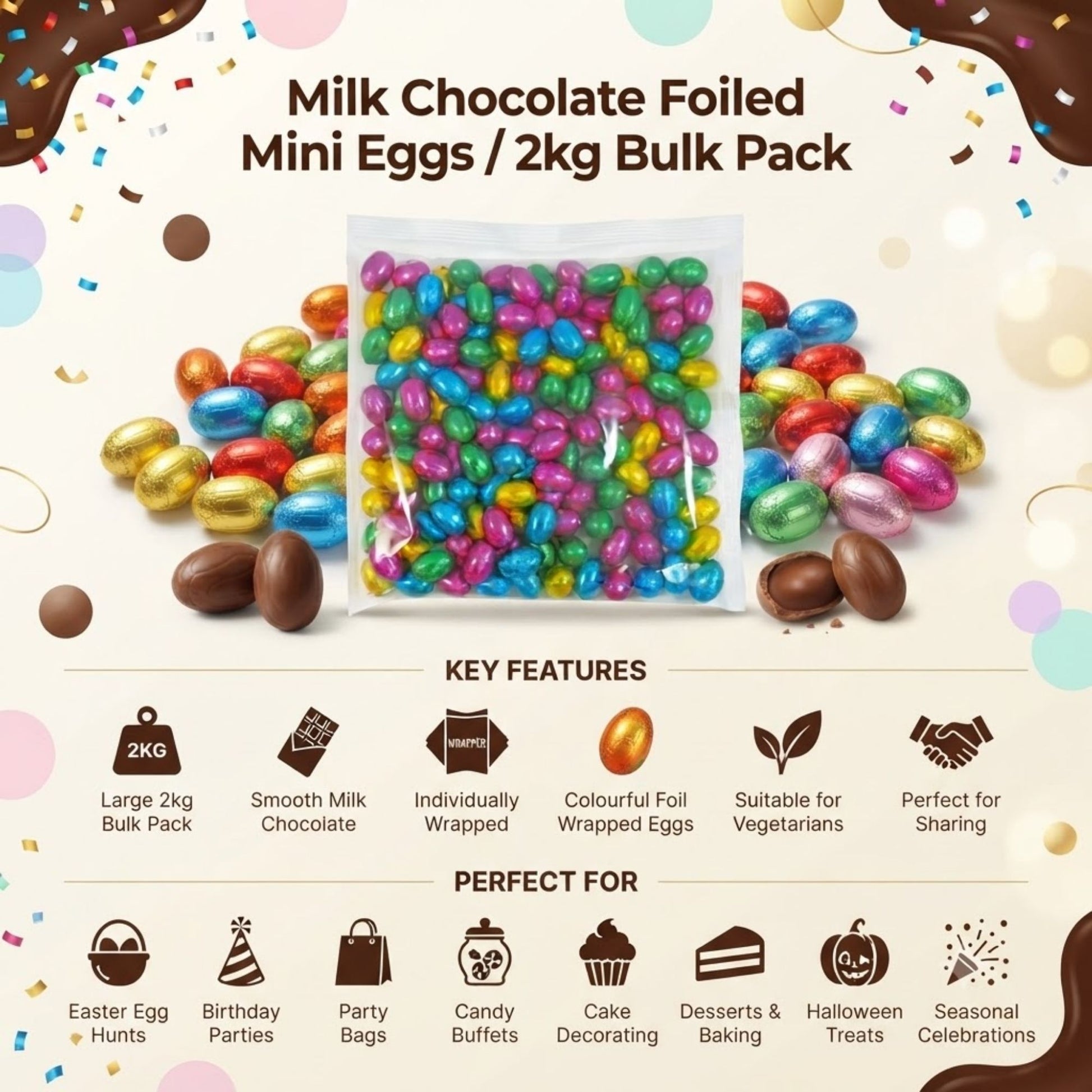 Individually wrapped milk chocolate mini eggs