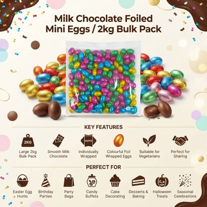 Individually wrapped milk chocolate mini eggs