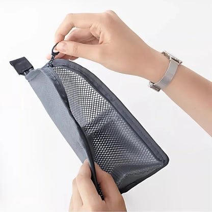 Foldable mesh travel pouch for toiletries and personal-care items
