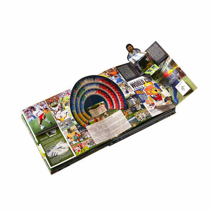 Interactive soccer book with penalty shootout scene