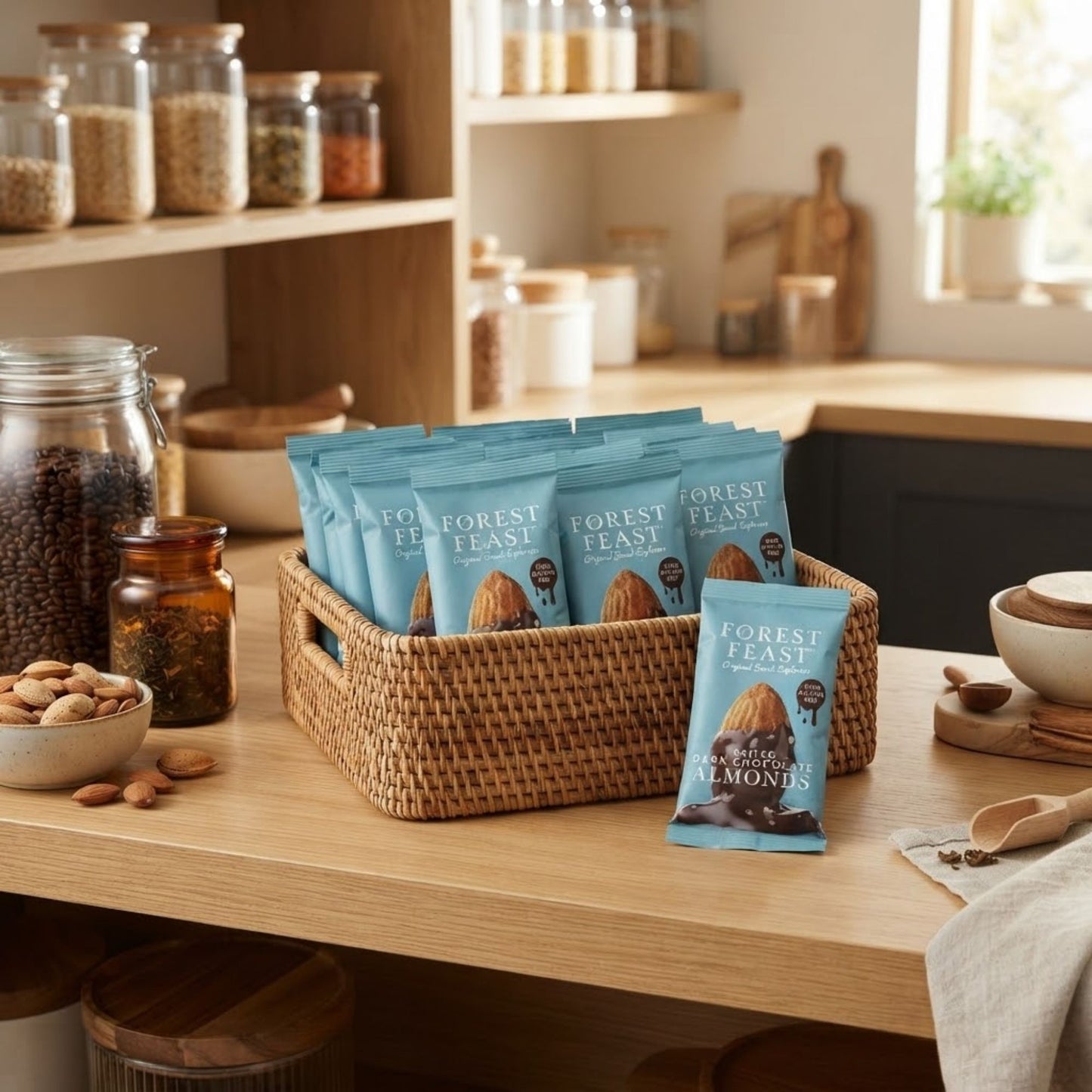 Salted chocolate almond snack packs