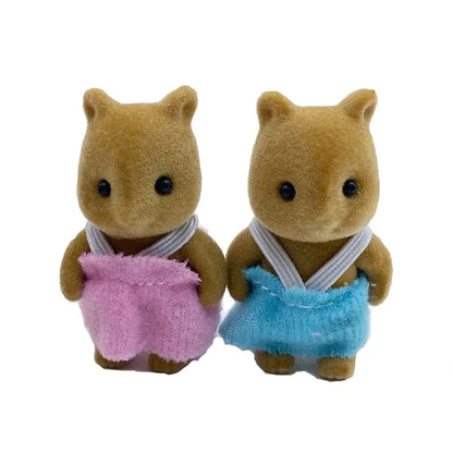 Plastic doll house furniture and family figures toy set for children
