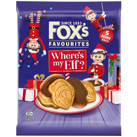 Elf-shaped biscuits in 5 mini bags, 100g Fox's festive snack