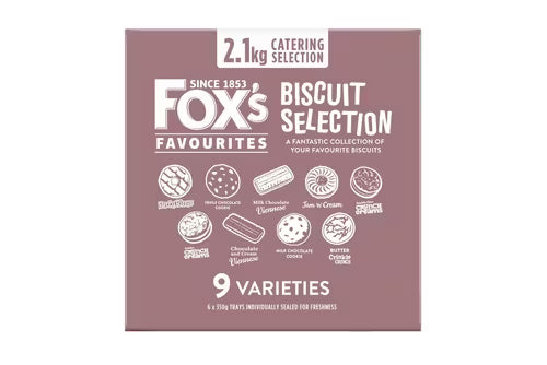 Fox’s biscuit selection with chocolate, cream, and jam biscuits