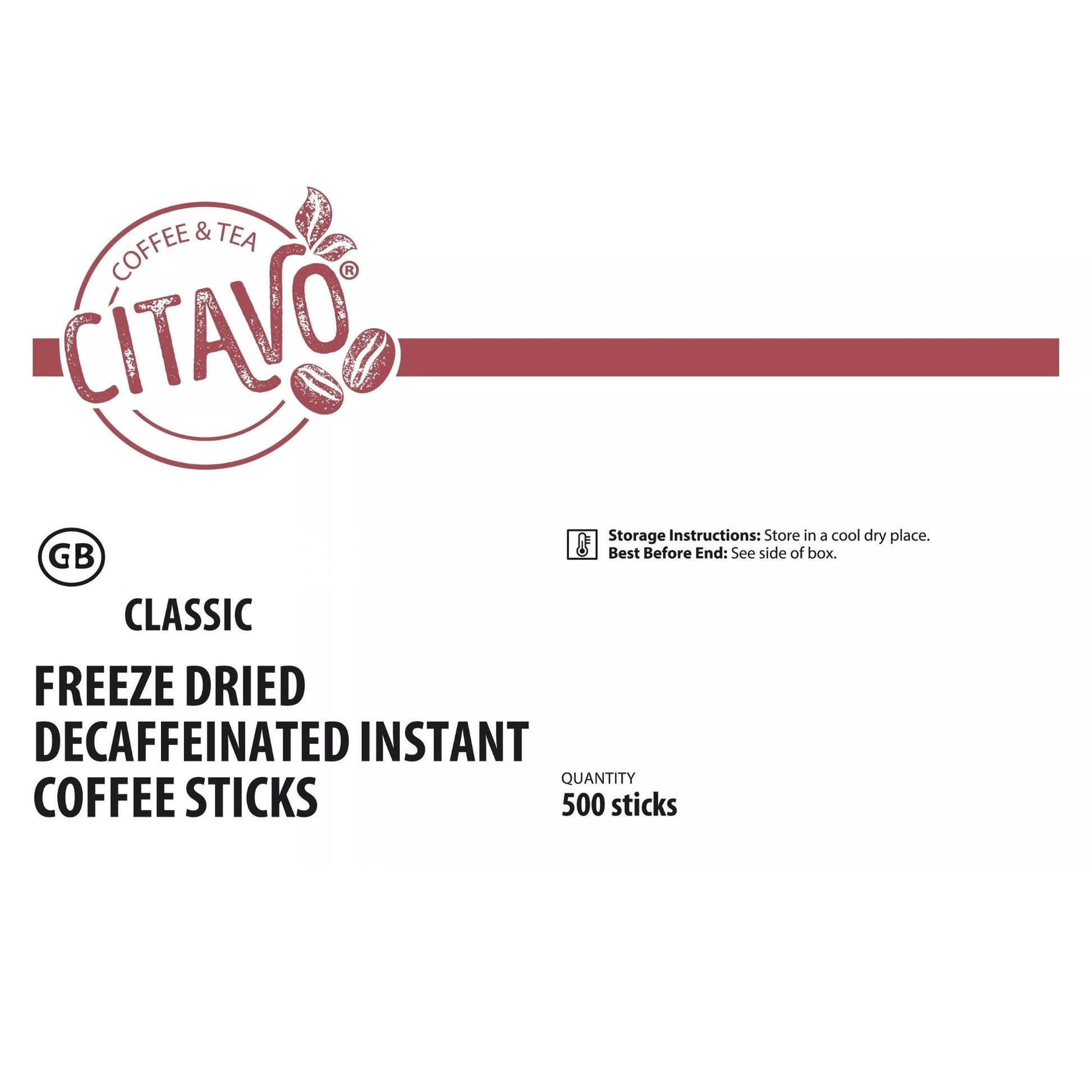 Freeze dried instant decaffeinated coffee sachets