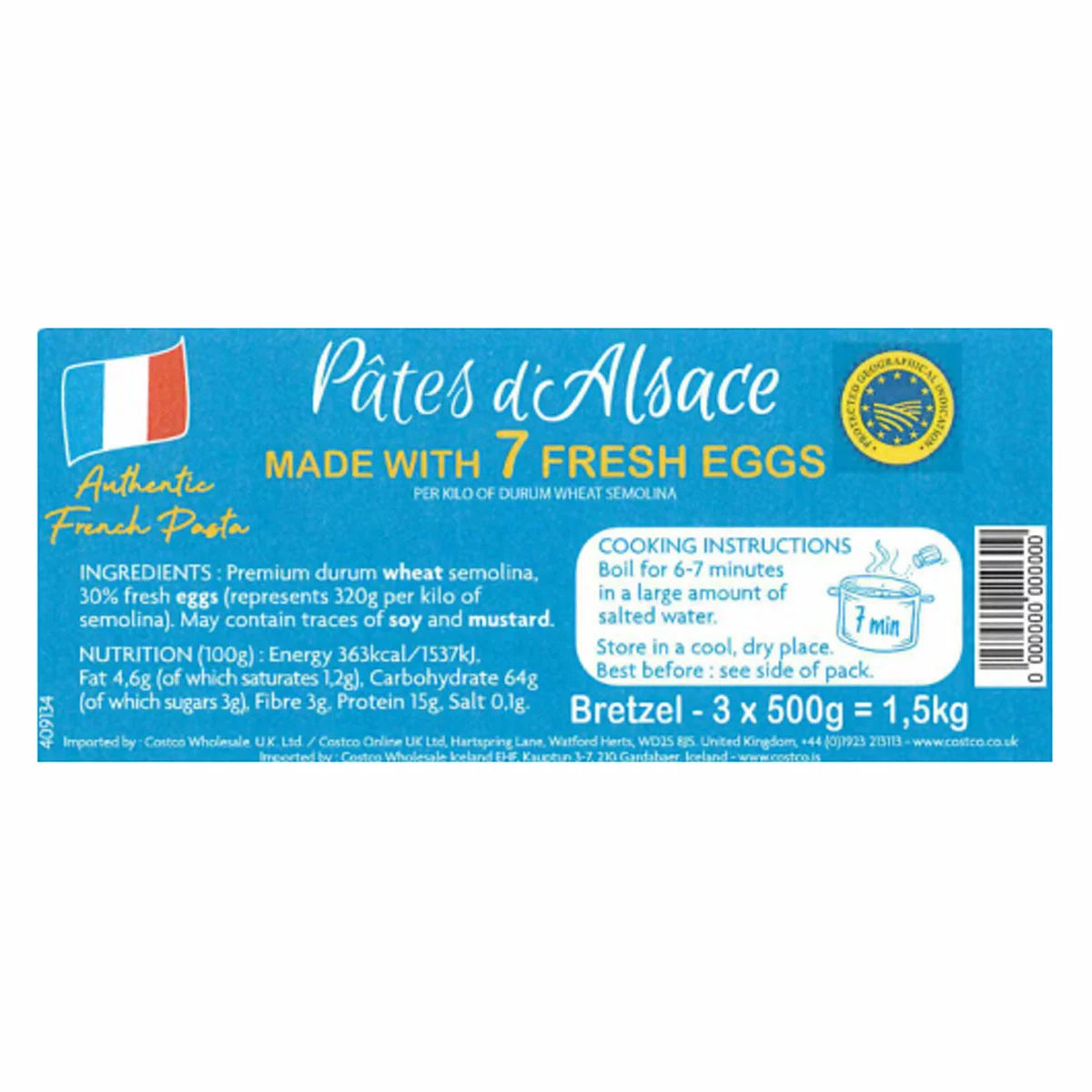 French durum wheat pasta made with fresh eggs