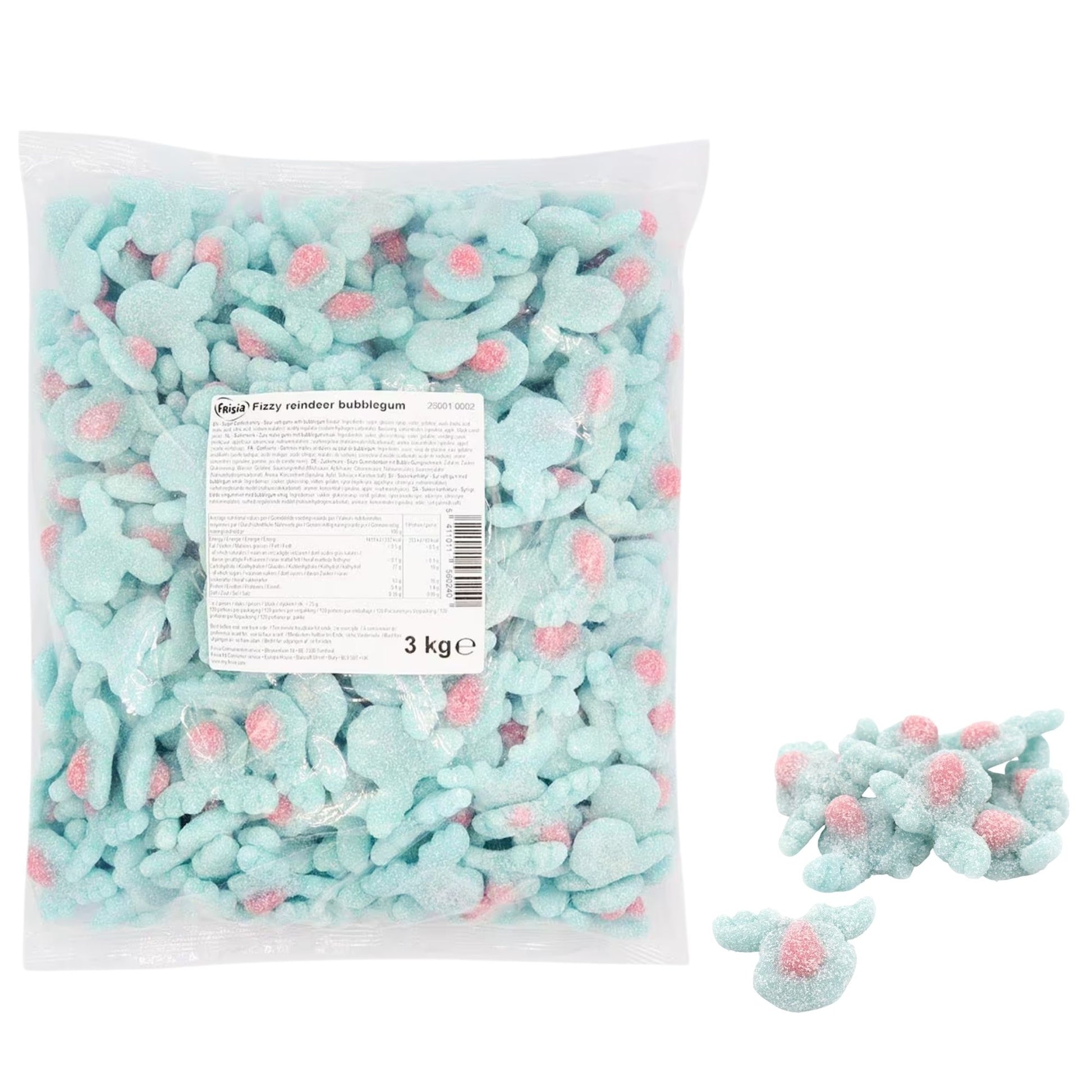 Frisia Fizzy Bubblegum Reindeer sweets 3kg bulk bag