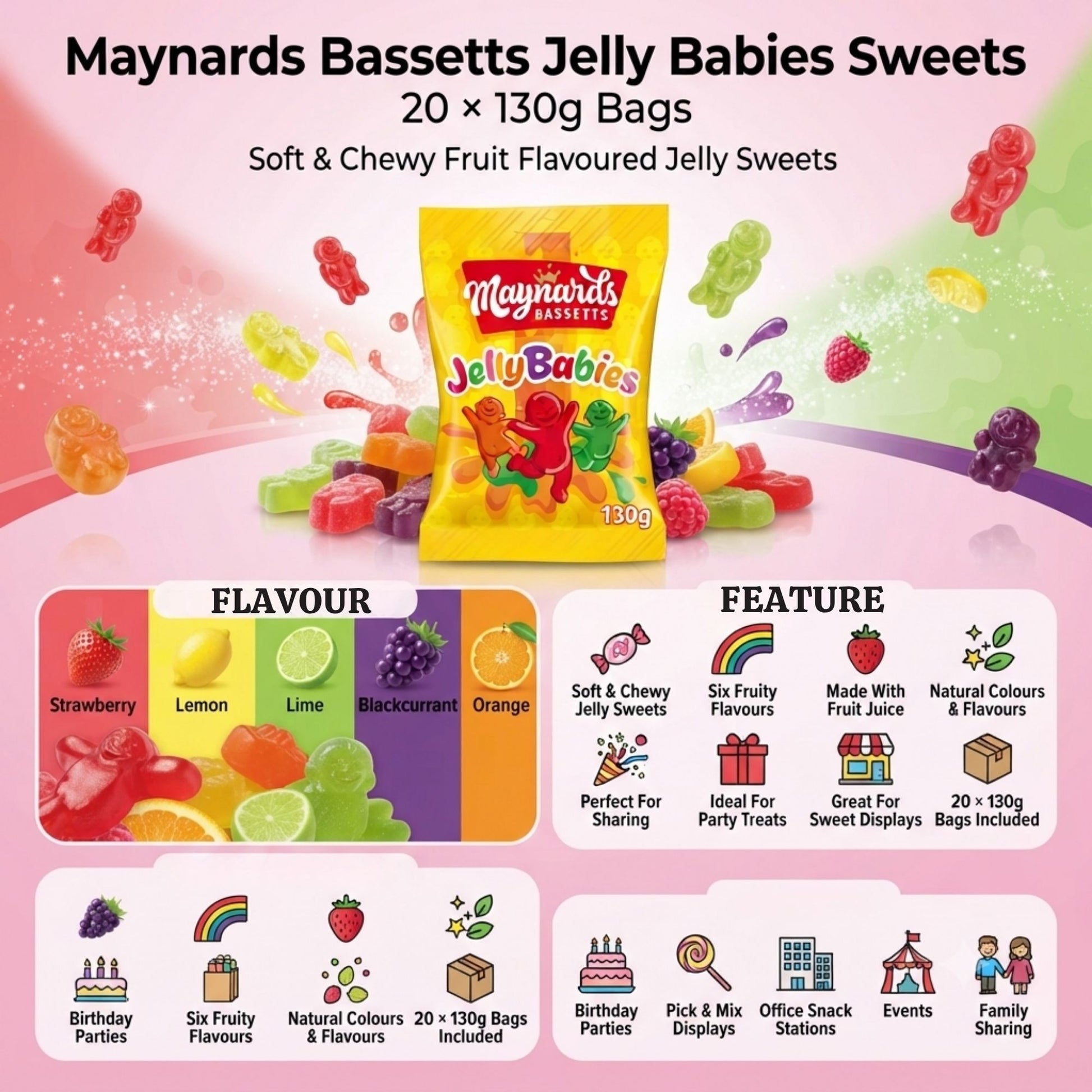 Fruit flavour Jelly Babies sweet bags