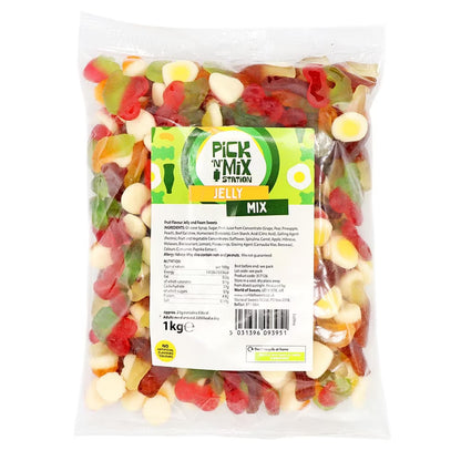 Colourful 1kg bag of jelly and foam sweets perfect for sharing