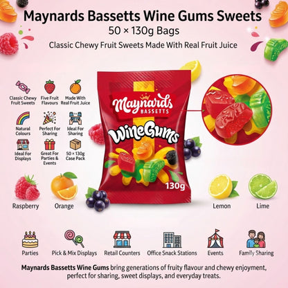 Mixed fruit flavour chewy Wine Gums