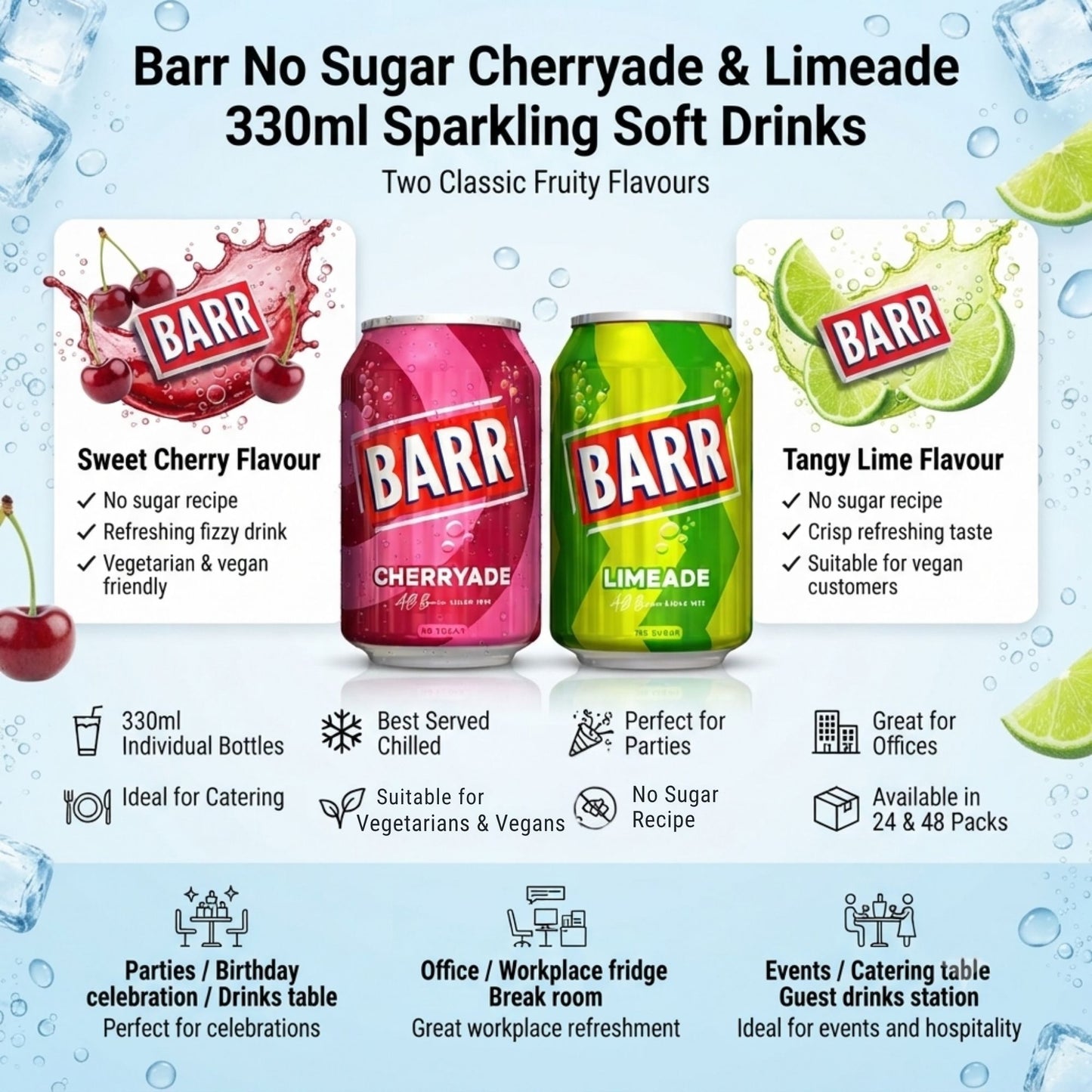 Cherryade and limeade bottle selection