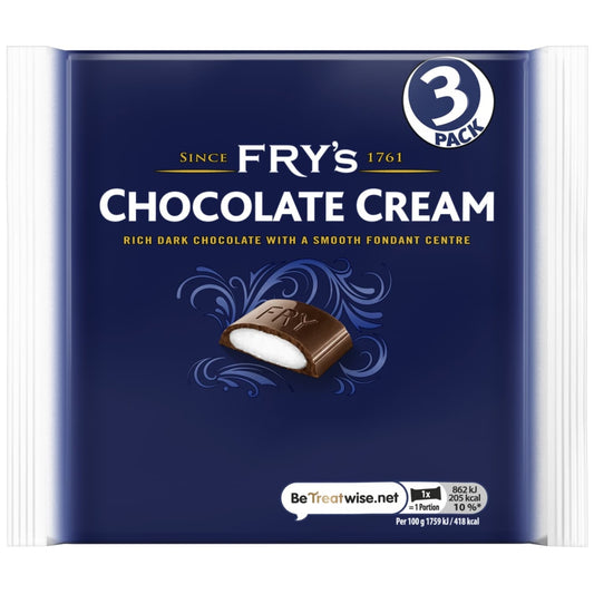Fry's Chocolate Cream 3pk with rich dark chocolate and fondant centre