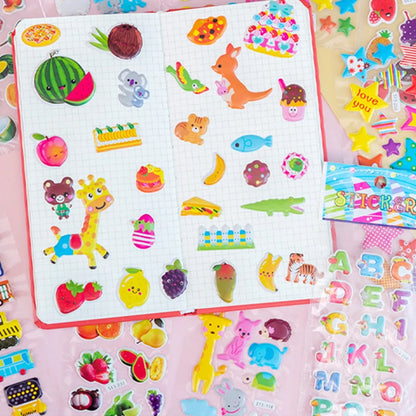 Scrapbooking sticker pack with fun cartoon designs