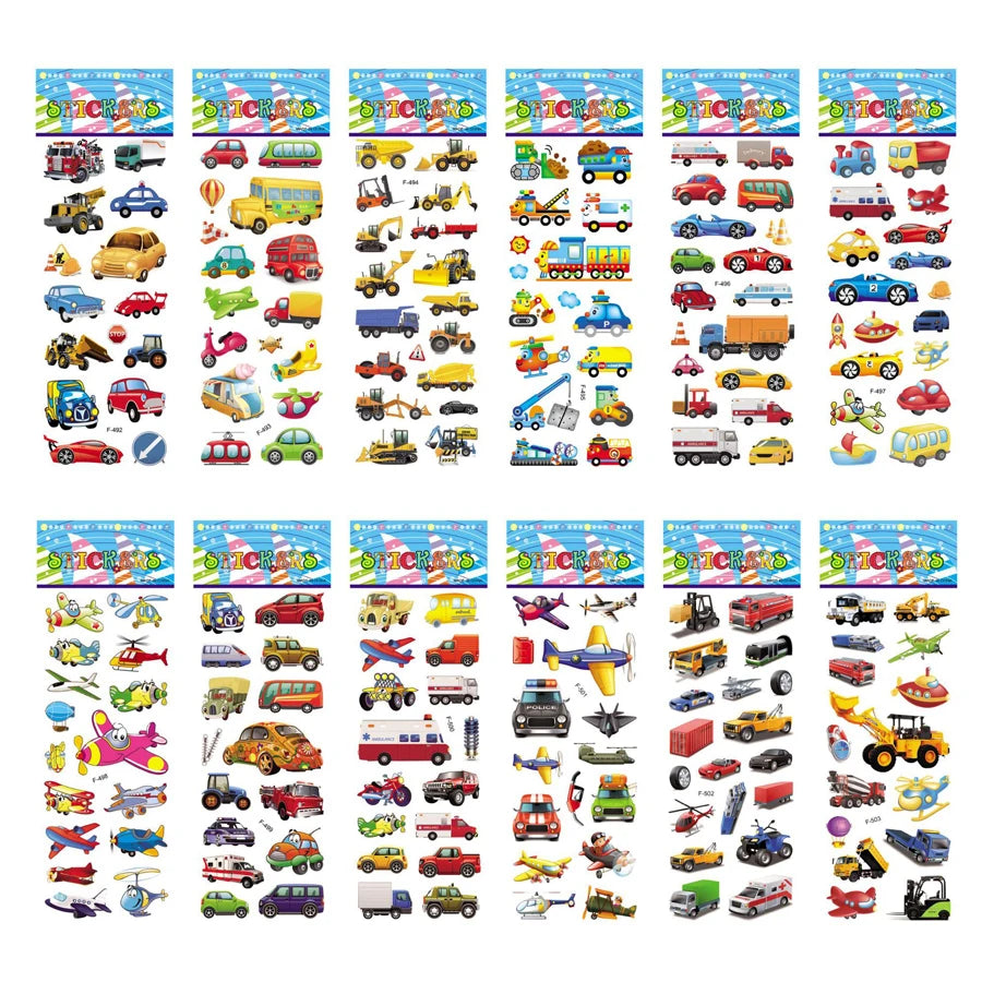 Kids reward and craft sticker set cartoon theme