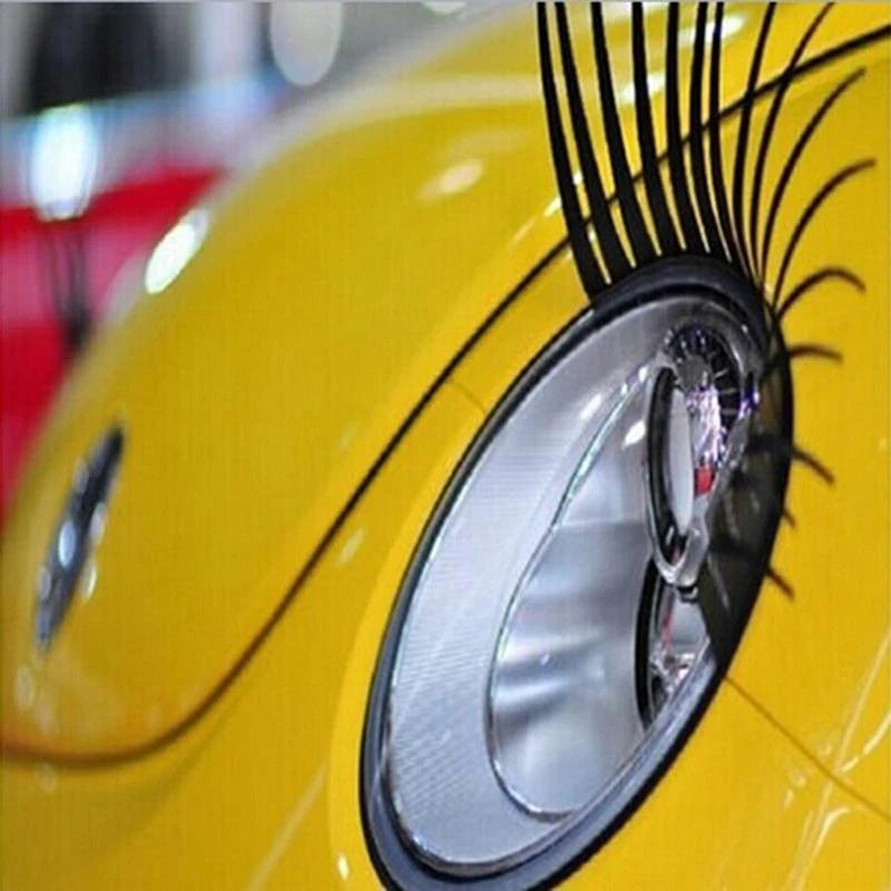 Black car headlight eyelash decoration