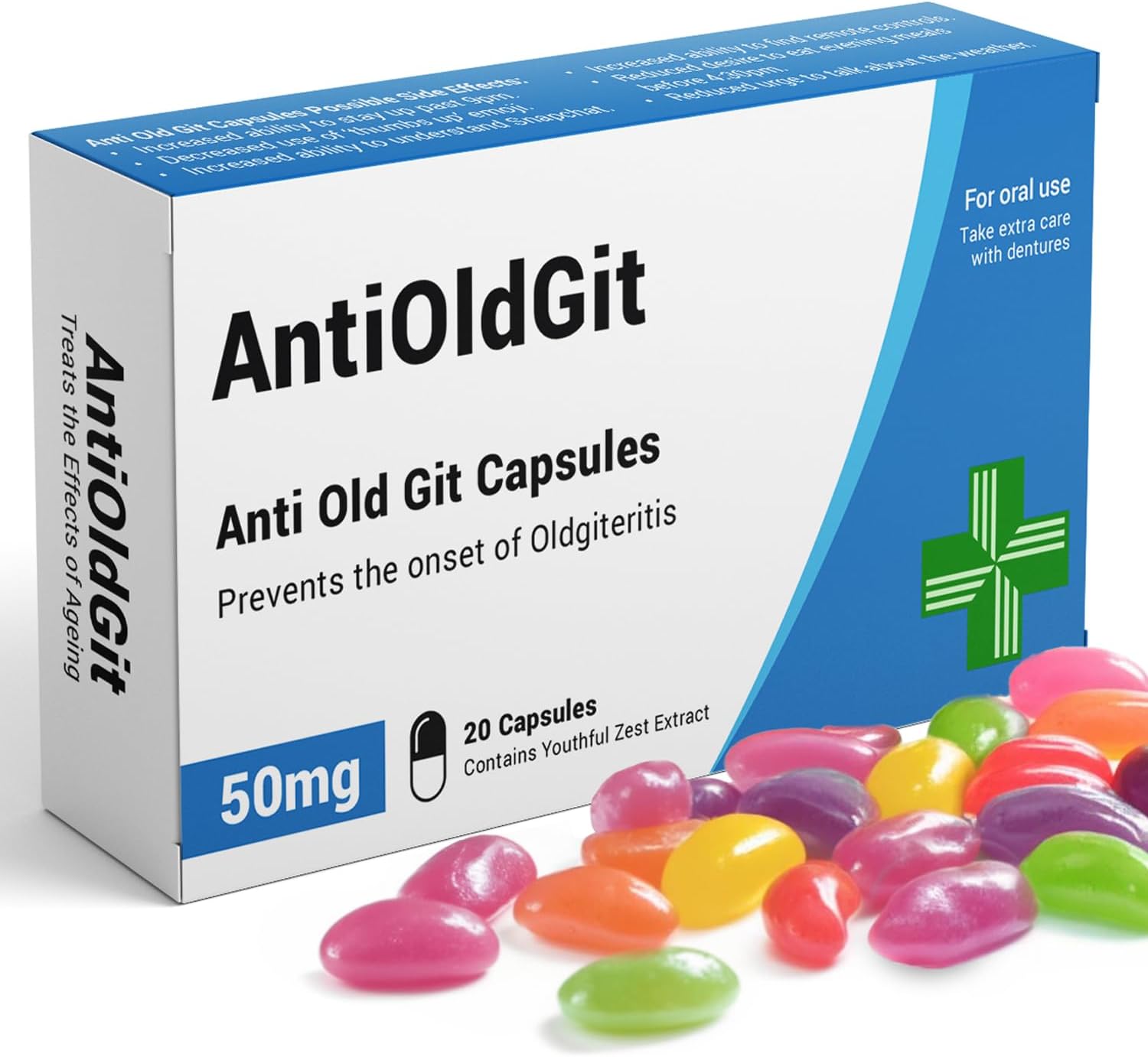 KadoBox AntiOldGit novelty pill box with jelly beans