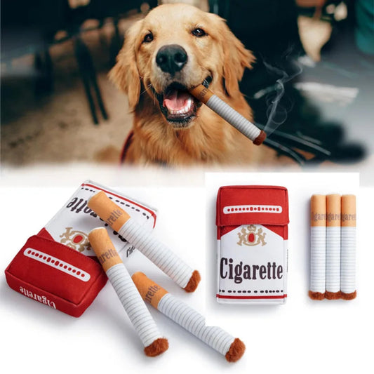 Funny Plush Cigarette Box Dog Toy