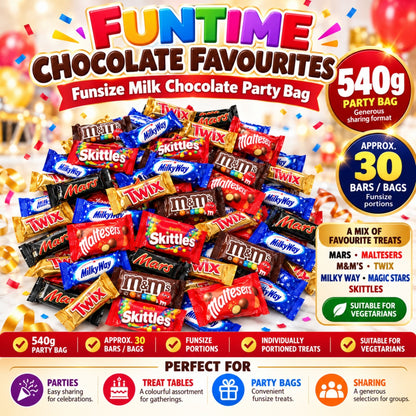 Mixed funsize chocolate party bag with approximately 30 treats