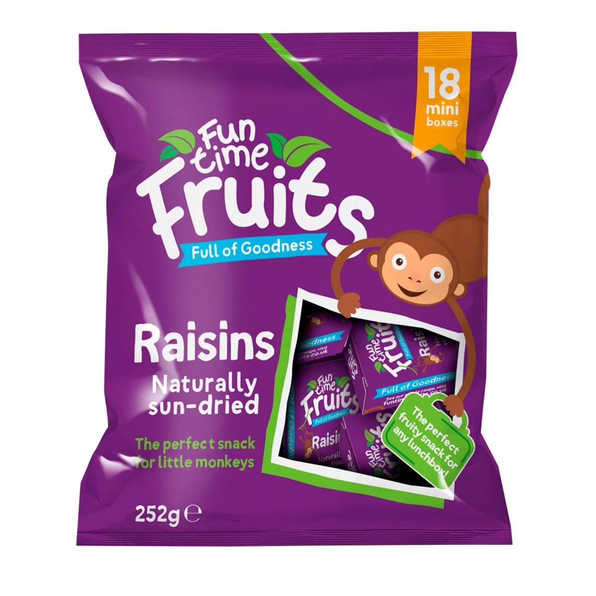 216 individual 14g Funtime raisin snack packs