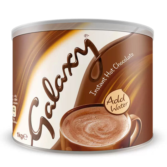 Galaxy Instant Hot Chocolate 1kg tin with smooth, indulgent chocolate taste