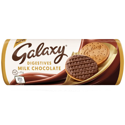 Side angle of Galaxy Digestives Biscuits with milk chocolate 300g