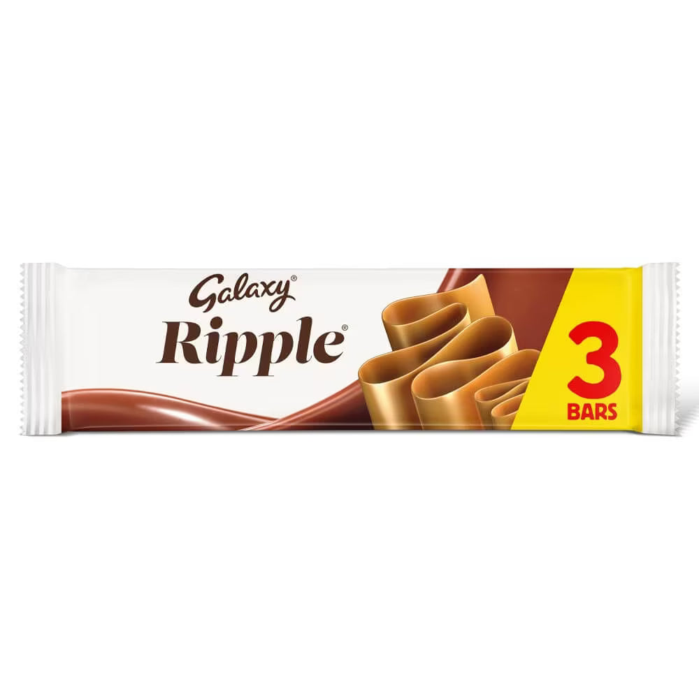 Multipack of smooth Galaxy Ripple milk chocolate bars 3 x 30g