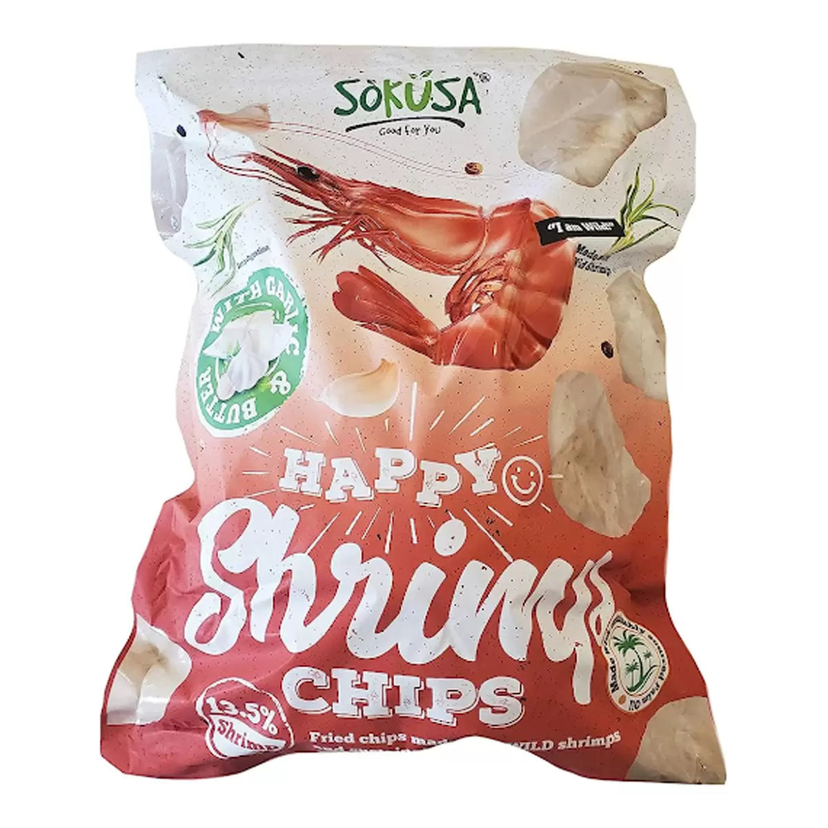 Sokusa garlic butter shrimp chips 454g crunchy snack