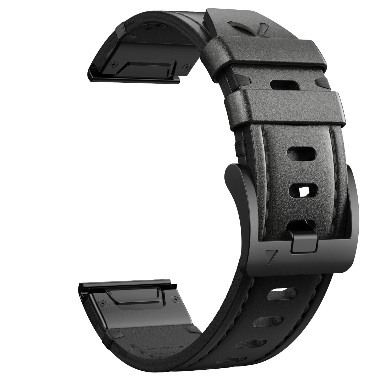 Black leather Garmin watch band
