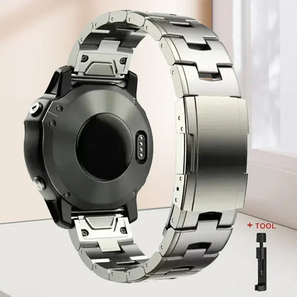 Titanium watch strap compatible with Garmin Fenix 6X