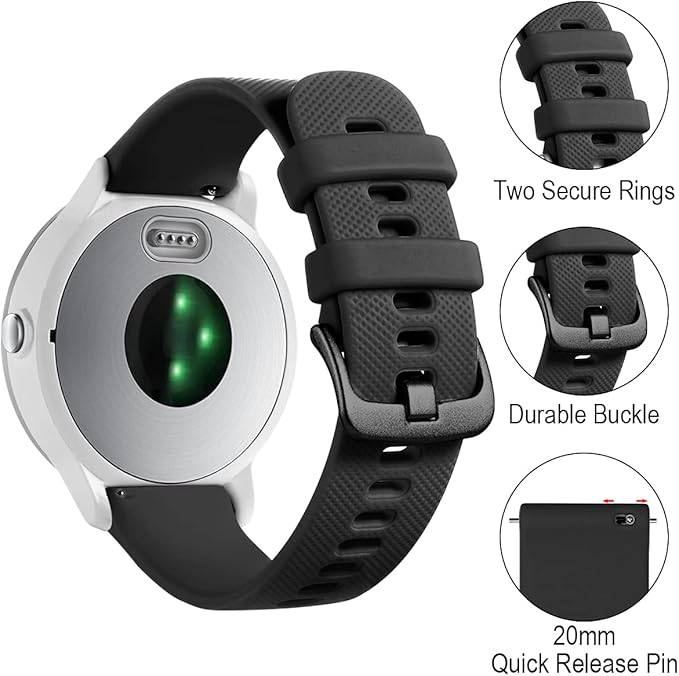 Adjustable 20mm Garmin watch band with quick release pins