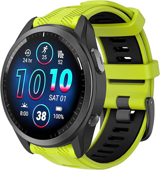 Garmin Forerunner 965 silicone strap 22mm lime black replacement band