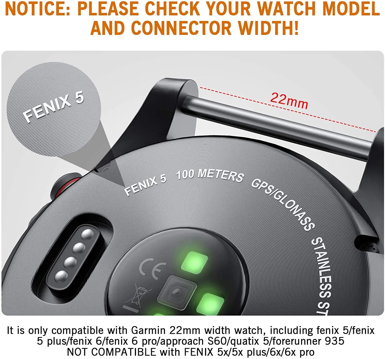 Garmin Fenix leather replacement band