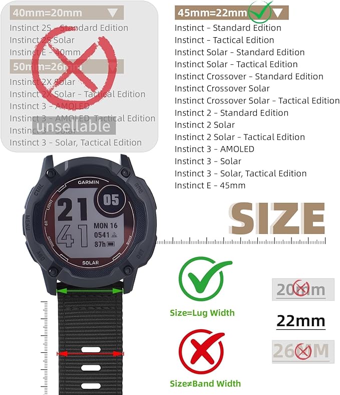 Lightweight breathable watch strap for Garmin Instinct 2 series