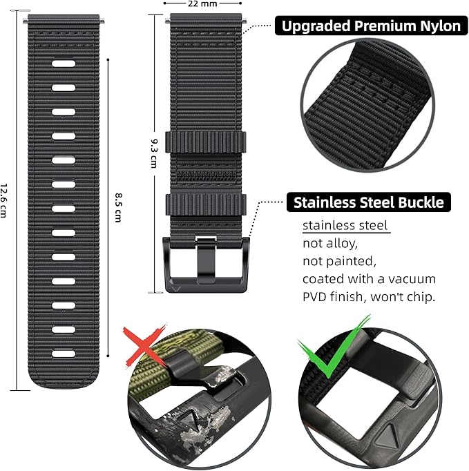 Durable nylon replacement strap for Garmin 45mm watches