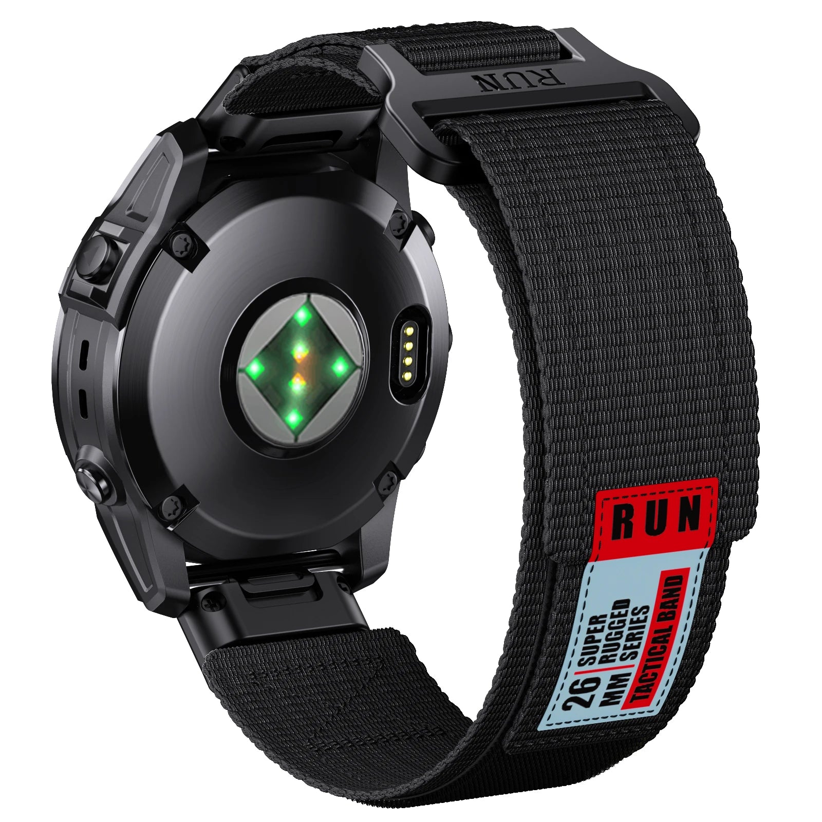 Runcool nylon band black orange 22mm Garmin Fenix 7 6 5 Instinct
