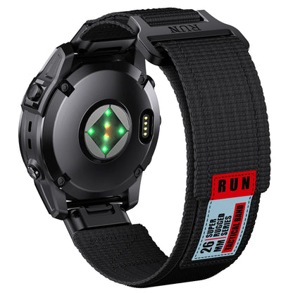 Runcool nylon band black orange 22mm Garmin Fenix 7 6 5 Instinct