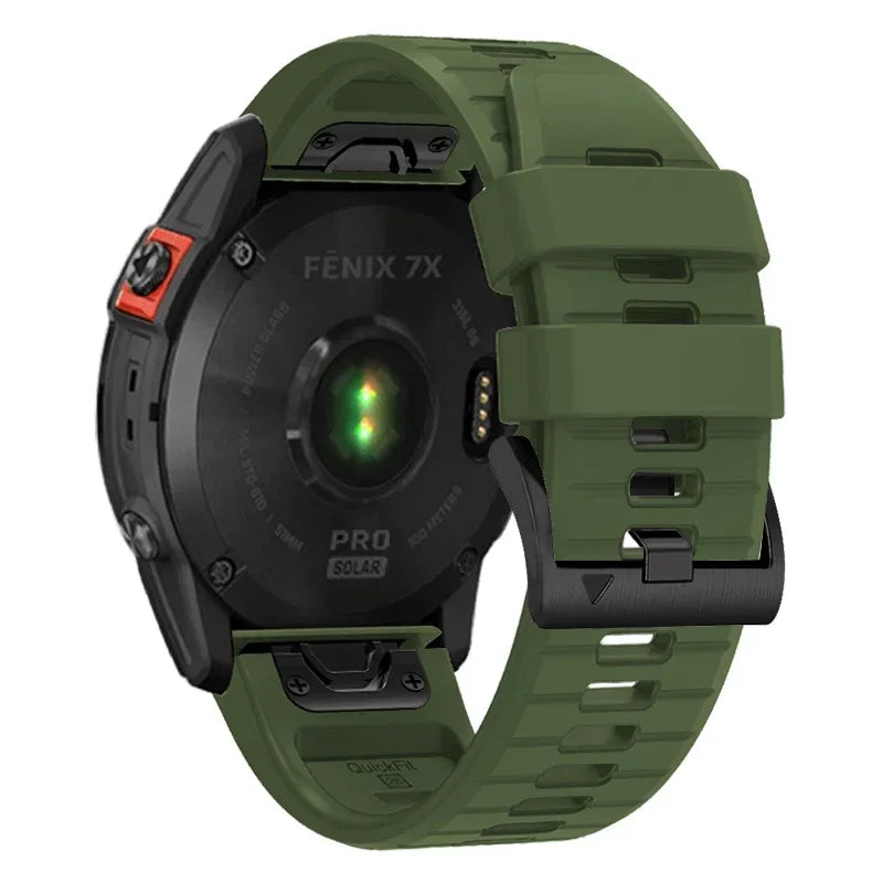 Ultra durable Garmin QuickFit silicone watch band for sports and outdoor activities compatible with 22mm and 26mm models