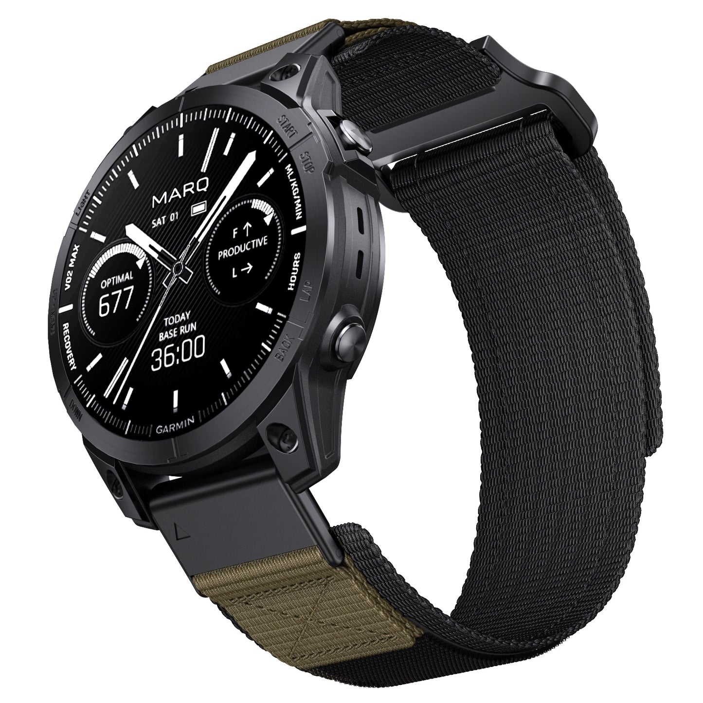 Runcool army green nylon band 22mm 26mm Garmin Fenix sport strap